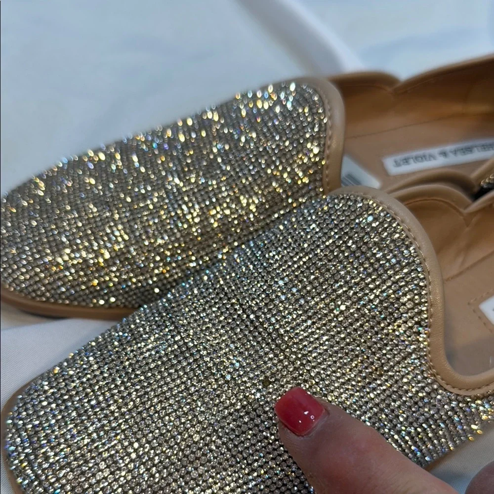 Chelsea & Violet, Silver Bling Shoes, Flats, Sz 7, Rhinestone Crystals, Shiny - Picture 8 of 11